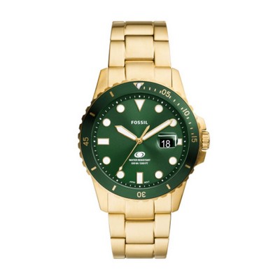 Fossil Blue Dive Three-Hand Date Gold-Tone Stainless Steel Watch