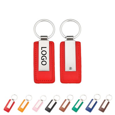 Leather Keychain w/Metal Plate