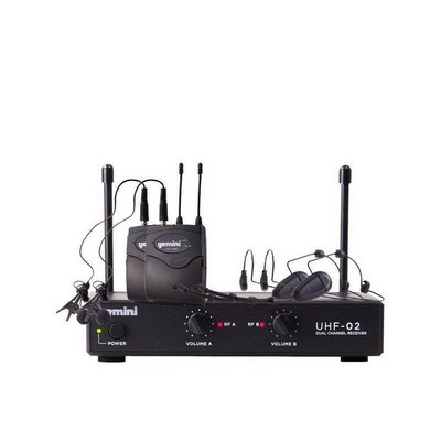Gemini Uhf Dual Wireless Headset/Lavalier Microphone System - Black