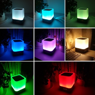 Colorful Touch Sensor Night Lamp Speaker LED Radio Alarm Clock Wireless Speaker
