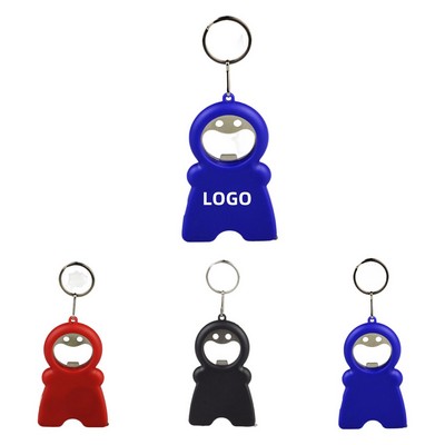 3-in-1 Bottle Opener Keychain with Light and Tape Measure