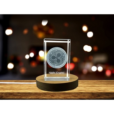 Ripple 3D Engraved Crystal Trophy Award w/LED Base