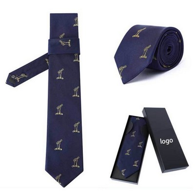 Custom Striped Logo Jacquard Tie Gift Box