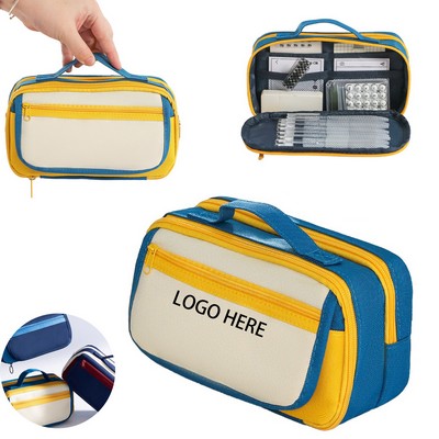 Cute Kids Pencil Case With Handle Colorful Soft Zipper Pouch For School Supplies Organizer