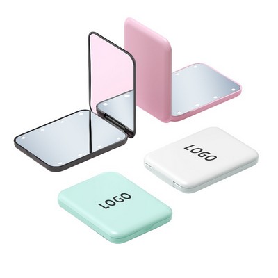 Portable 2X Magnifying Folding Makeup Mirror with LED Light
