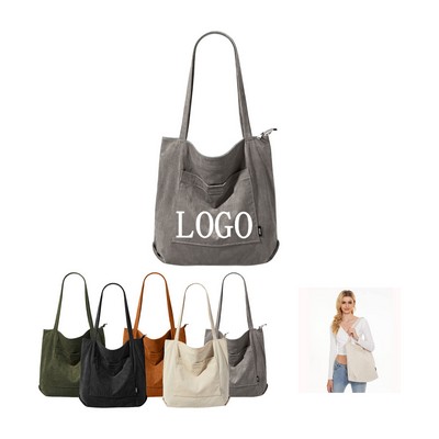 Vintage Corduroy Canvas Tote Bag