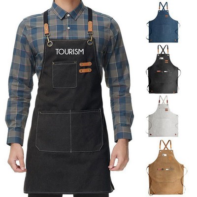 Canvas Cross Back Unisex Chef Bib Work Apron