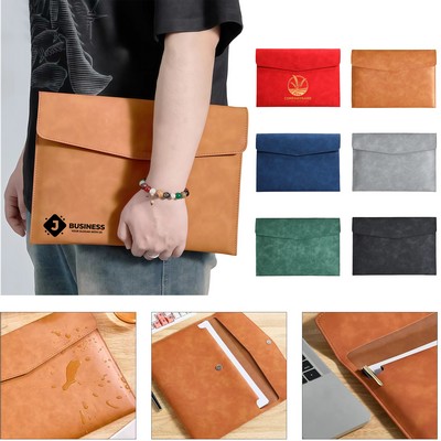 A4 PU Leather Document Bag W/ Snap Button