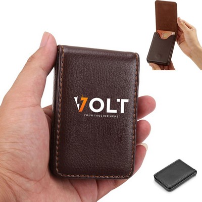 PU Leather Business Card Holder Case With Magnetic Shut