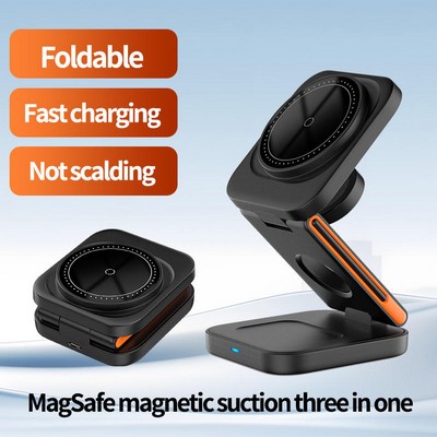 Portable 3-in-1 15W Magnetic Wireless Charger Stand