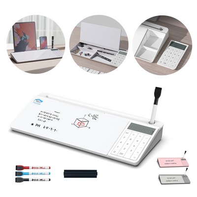 Multifunctional Desktop Whiteboard Organizer with Detachable Calculator