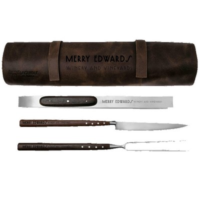 4-Piece Grill Tool Set with Leather Pouch