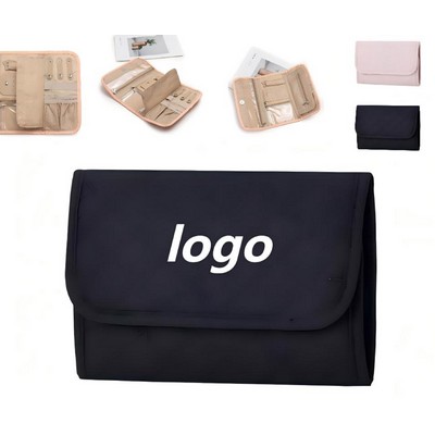 Faux Leather Velvet Jewelry Organizer Pouch