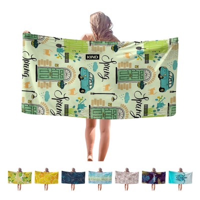 60"x30" Full Color Microfiber Sandproof Beach Towel