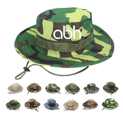 Camouflage Bucket Hat Sun Safari W/ Adjustable Strap