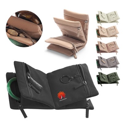 Velvet Jewelry Organizer Bag With Multiple Zipper Compartments