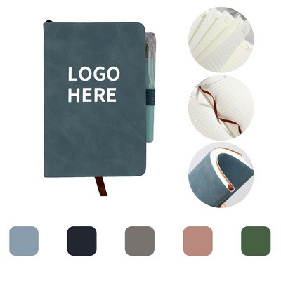 A6 Leatherette Notebook & Diary with Pendant Pen & Cord