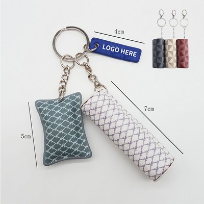 Premium PU Leather Pillow Keychain