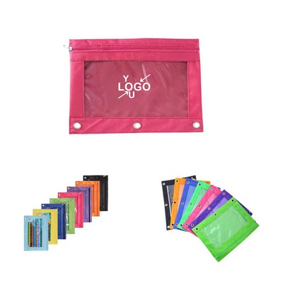 3-Ring Fabric Zippered Pencil Case