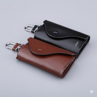Premium Genuine Leather Business Key Wallet Top-Grain Cowhide Key Case with 6-Hook Organizer