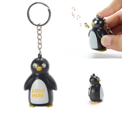 Adorable Penguin LED Sound Keyring