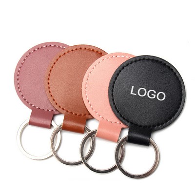 Round PU Leather Keychains