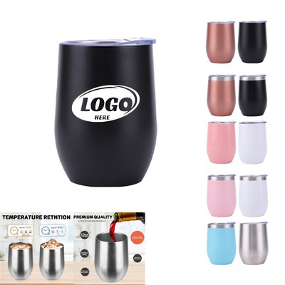 12oz Stainless Steel Eggshell Wine Tumbler