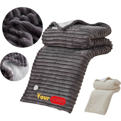 Washable Flannel Striped Electric Heated Blanket