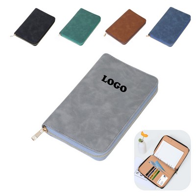 Zippered PU Leather Business Portfolio Binder