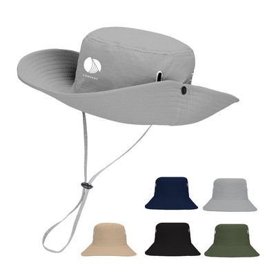 Summer Cowboy Waterproof Wide Brim Sun Bucket Hat With Chin Strap