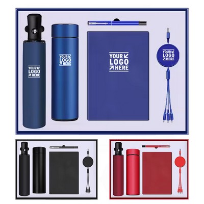 5-in-1 Premium Umbrella & Vacuum Flask Business Set