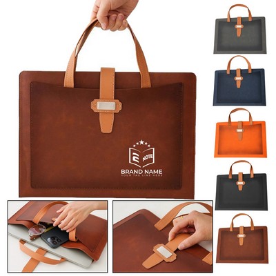 PU Leather Handheld Briefcase, Vintage Business Tote Bag for Office