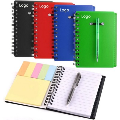 Multifunctional Spiral Notebook with Sticky Notes and Pen