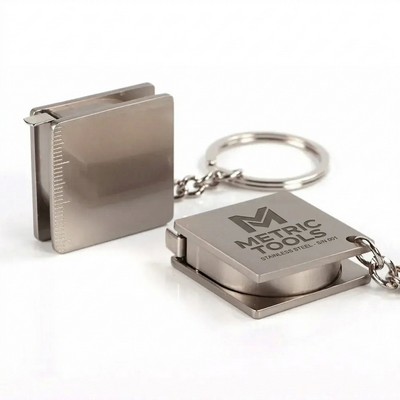Square Metal Tape Measure Keychain