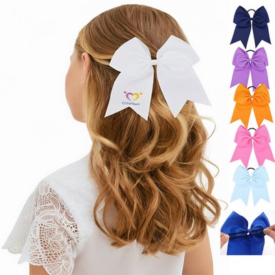 8" Girls Ribbon Headband Cheer Bow Hair Tie