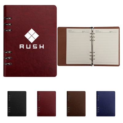 A5 Refillable PU Leather 6 Ring Binder Notebook