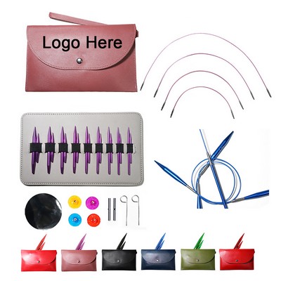 Custom Aluminum Circular Knitting Needles Set With PU Storage Bag