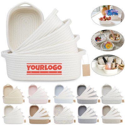 5-Piece Natural Cotton Rope Woven Baskets