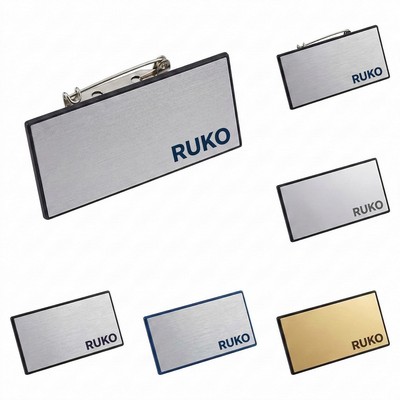 Full Color Metallic Plastic Name Badge with Pin Back