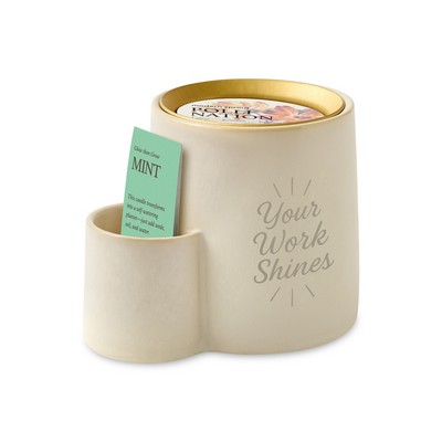 Modern Sprout Ember Earth Candle + Planter - Stone- Pollination