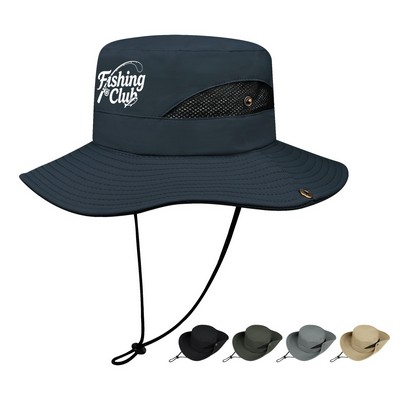 Wide Brim Summer Boonie Sun Hat W/ Chin Strap