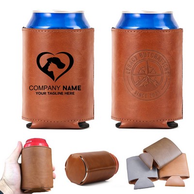 Insulated PU Leather Can Cooler