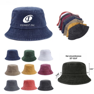 Retro Washed Cotton Bucket Hat