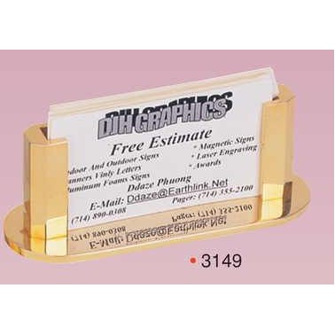 Gold Plated Business Card Holder w/Hexagon Column