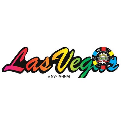 Las Vegas w/ Poker Chip Magnet w/ Full Magnet Back (8 Square Inch)