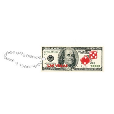 Las Vegas Dice $100 Bill Key Chain w/ Black Back (6 Square Inch)