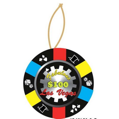 Las Vegas $100 Poker Chip Promotional Ornament w/ Black Back (4 Square Inch)
