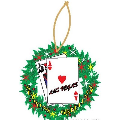 Las Vegas Blackjack Gift Shop Wreath Ornament w/ Clear Mirror Back (12 Square Inch)