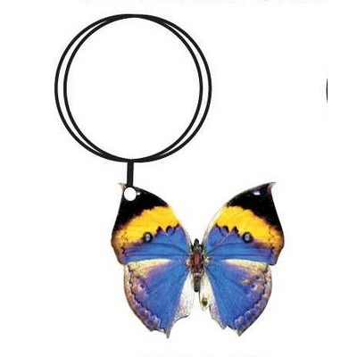 Black & Blue Butterfly Keychain w/Mirrored Back (6 Square Inch)