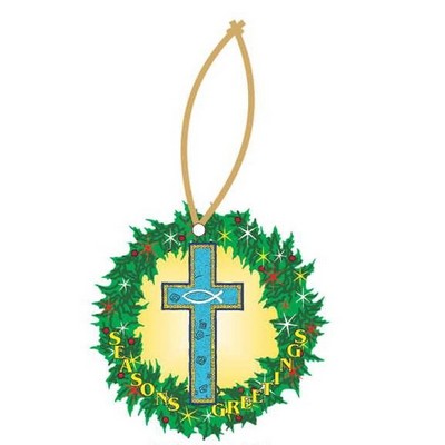 Blue Cross Promotional Wreath Ornament w/ Black Back (8 Square Inch)